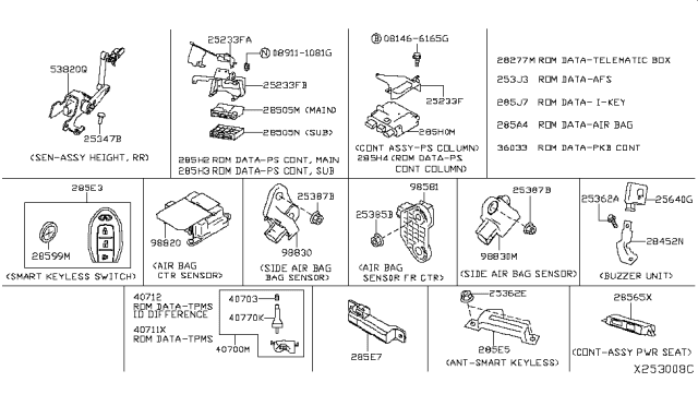 2019 Infiniti QX50 Sensor Assy-Height,Rear Diagram for 53820-5NA0A