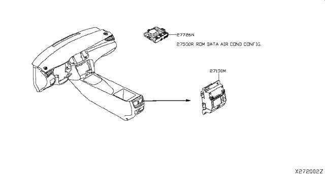 2019 Infiniti QX50 Controller Assy-Rear Air Conditioner Diagram for 27511-5GA0A