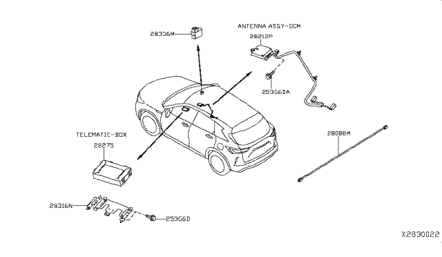 2019 Infiniti QX50 Antenna Assy-Time Control Unit Diagram for 28212-5NZ0A