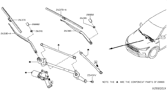 2019 Infiniti QX50 Drive Assy-Windshield Wiper Diagram for 28800-5NA0A