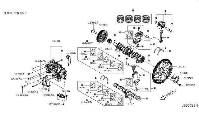 2019 Infiniti QX50 Piston,Crankshaft & Flywheel Diagram