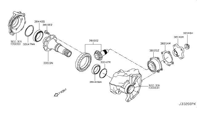 2019 Infiniti QX50 Gear-Ring,Transfer Diagram for 33113-5NA0A