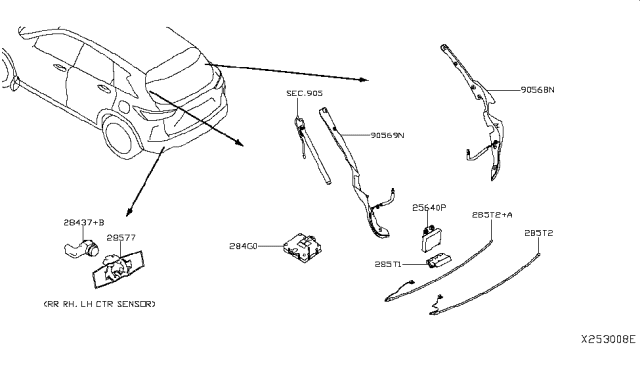 2019 Infiniti QX50 BUZZER Assembly-Back Door Lock Diagram for 25640-5NA0B