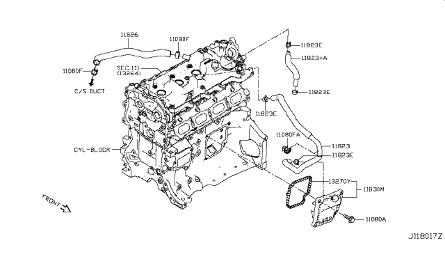 2019 Infiniti QX50 Gasket-BREATHER Separator Diagram for 13270-5NA0A