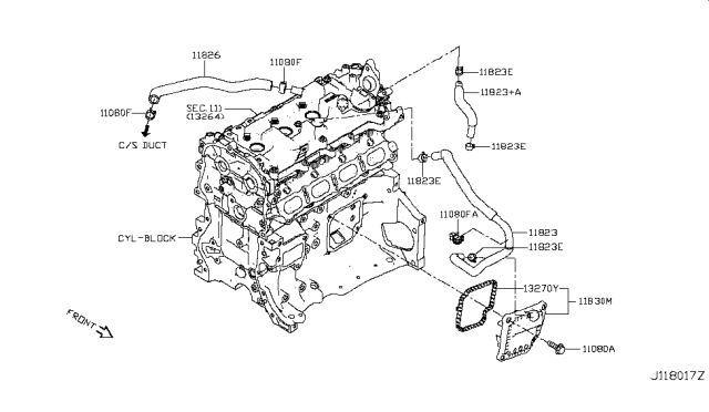 2019 Infiniti QX50 Blow By Gas Hose Diagram for 11823-5NA3A