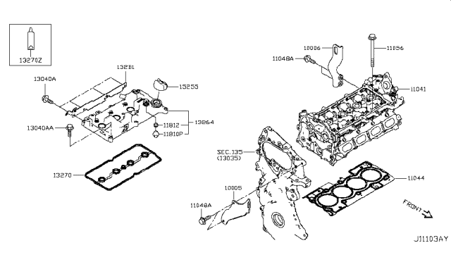 2019 Infiniti QX50 Head Assy-Cylinder Diagram for 11040-5NA0B