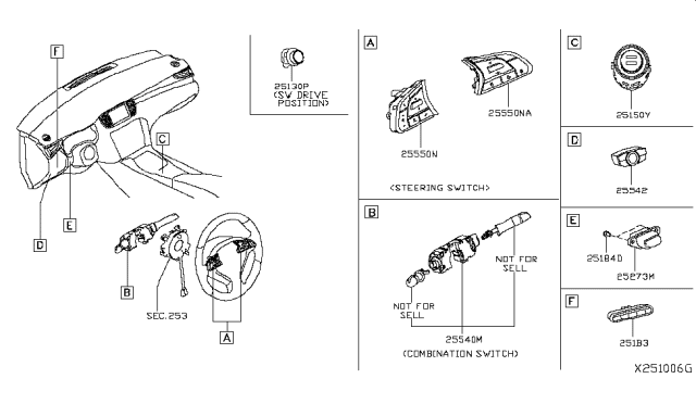 2019 Infiniti QX50 Switch Assy-Combination Diagram for 25560-5NM0A