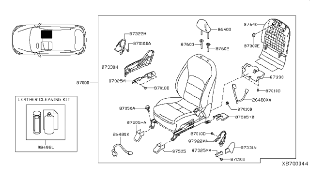 2019 Infiniti QX50 FINISHER Cushion Front Seat RH Lower Diagram for 87325-5NB3A