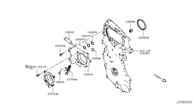 2019 Infiniti QX50 Cover Assy-Cam Sprocket,Vtc Diagram for 13041-5NA0A