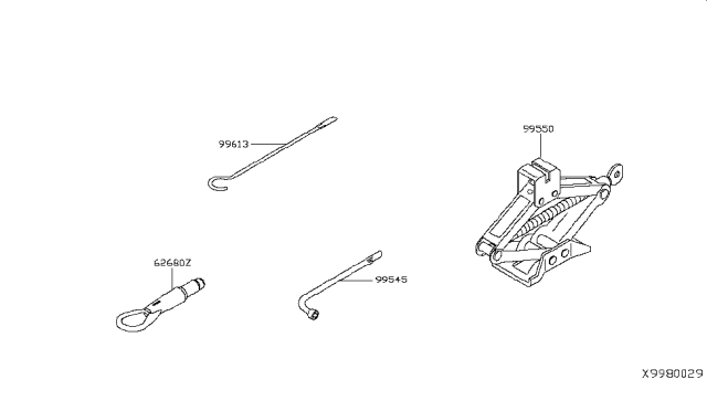 2019 Infiniti QX50 Jack Complete Diagram for 99550-5NA0A