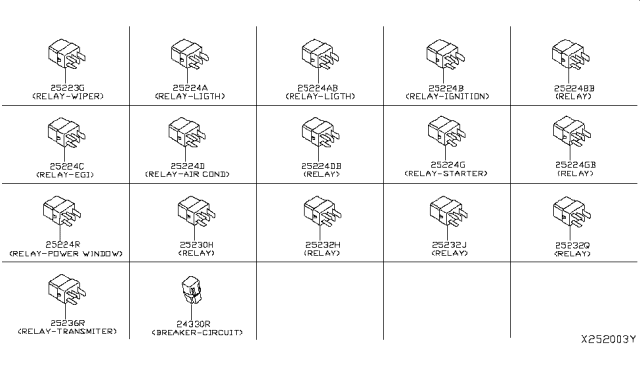 2019 Infiniti QX50 Relay Diagram for 25230-7990A