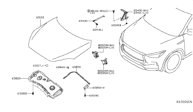 2019 Infiniti QX50 Bumper-Hood Diagram for 62840-4RA0A