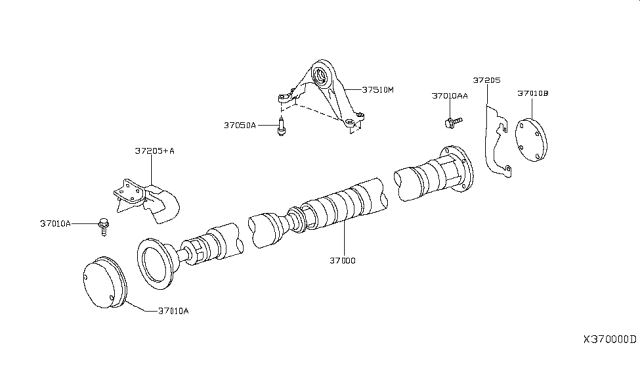 2019 Infiniti QX50 Support Assembly-Center Bearing Diagram for 37510-5NA0A