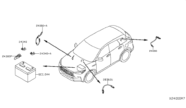 2019 Infiniti QX50 Cable Assy-Battery Earth Diagram for 24080-5NA0A