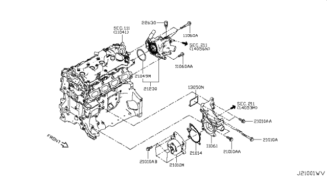 2019 Infiniti QX50 Pump Assy-Water Diagram for 21010-5NA0A