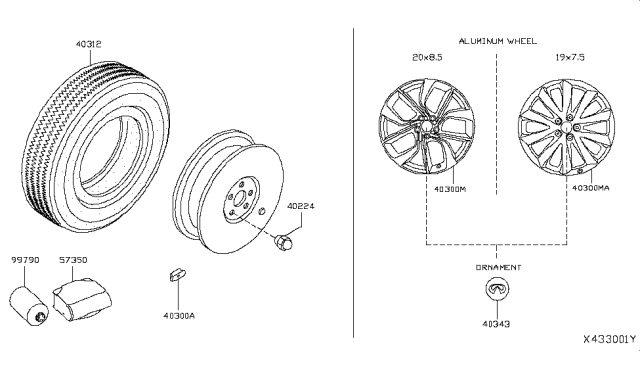 2019 Infiniti QX50 Ornament-Disc Wheel Diagram for 40342-5NA6A