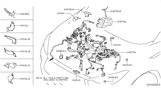 2019 Infiniti QX50 Bracket-EGI Harness Diagram for 24136-5NA0B