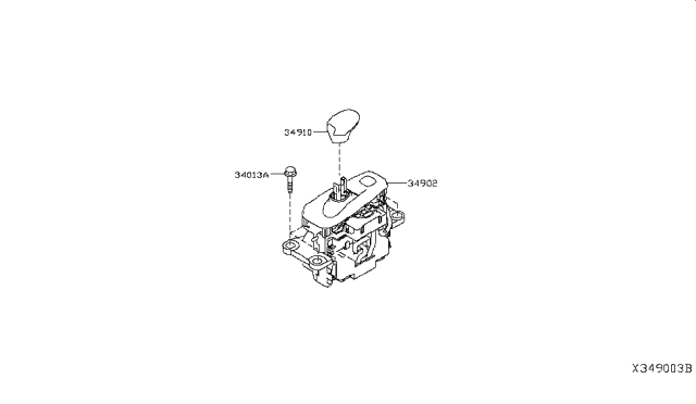 2019 Infiniti QX50 Knob Assy-Control Lever,Auto Diagram for 34910-5NA0A