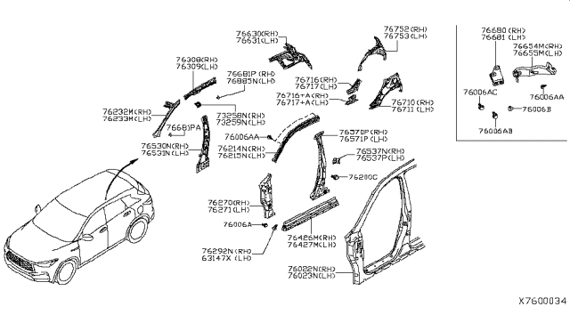 2019 Infiniti QX50 Body Side Panel Diagram