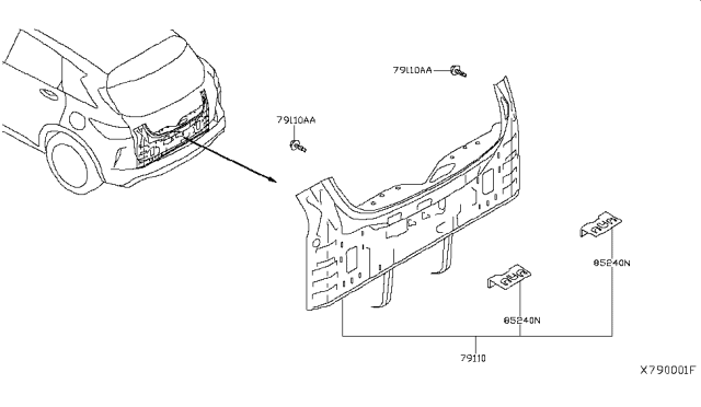 2019 Infiniti QX50 Rear,Back Panel & Fitting Diagram