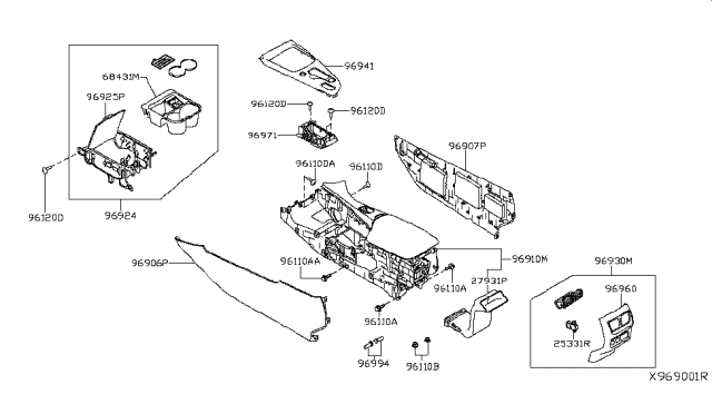 2019 Infiniti QX50 Finisher-Console,LH Diagram for 96907-5NA9B