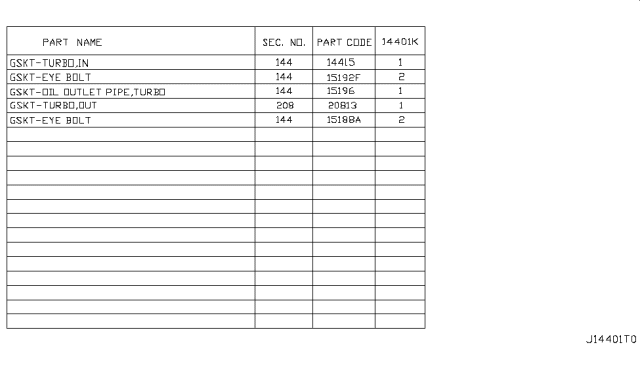 2019 Infiniti QX50 Turbocharger Gasket Kit Diagram for A4401-5NA0A