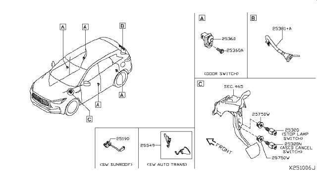 2019 Infiniti QX50 Switch Assy-Trunk Opener Diagram for 25380-5NA0A