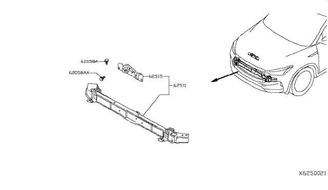 2019 Infiniti QX50 Front Apron & Radiator Core Support Diagram