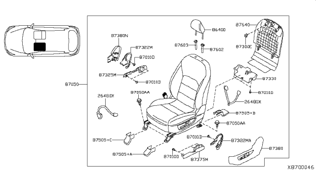 2019 Infiniti QX50 FINISHER Cushion Front Seat LH Lower Diagram for 87375-5NB1A