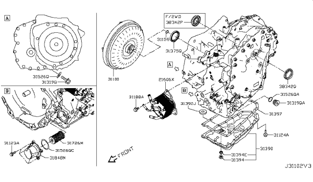 2019 Infiniti QX50 Oil Pan Diagram for 31390-28X0C