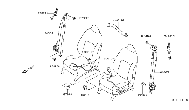 2019 Infiniti QX50 Belt Assy-Buckle,Front Seat Diagram for 86842-5NA8B