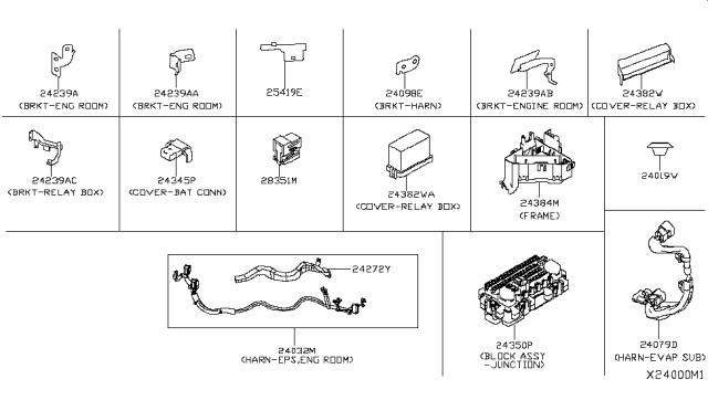 2019 Infiniti QX50 Bracket-Fuse Block Diagram for 24317-5NA0B