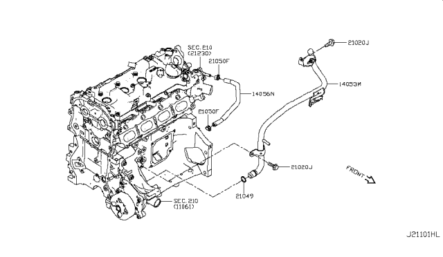 2019 Infiniti QX50 Hose-Water Diagram for 14056-5NA0A