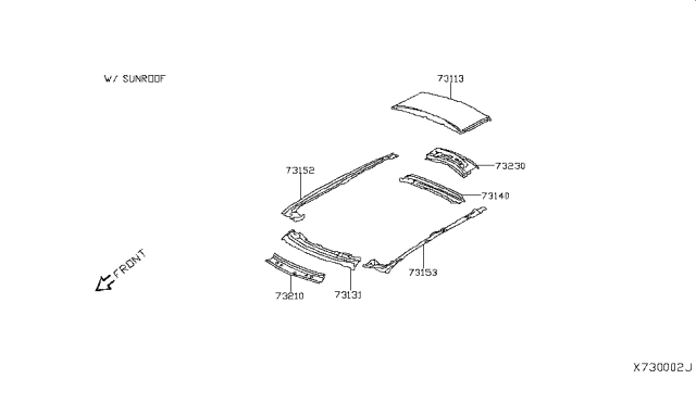 2019 Infiniti QX50 Roof Panel & Fitting Diagram 2