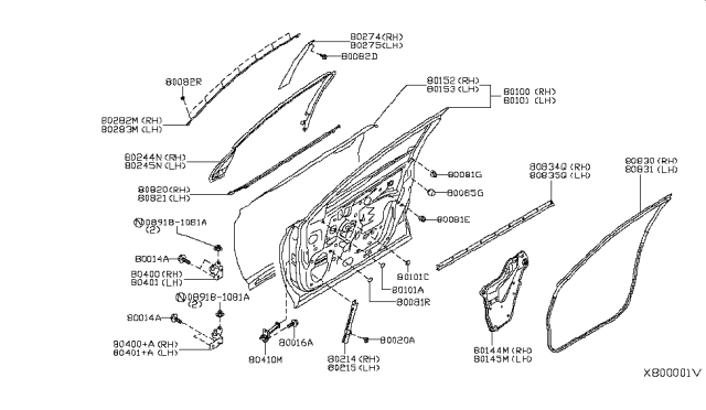 2019 Infiniti QX50 Front Door Panel & Fitting Diagram