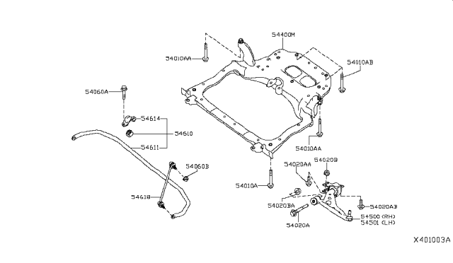 2019 Infiniti QX50 Rod Assy-Connecting,Stabilizer Diagram for 54618-5NA0A