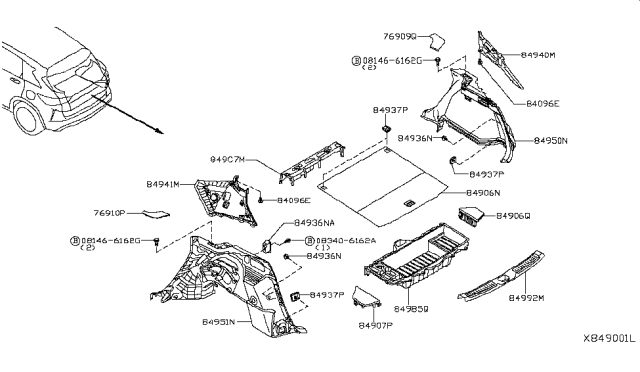 2019 Infiniti QX50 Screw Machine Diagram for 08340-6162A