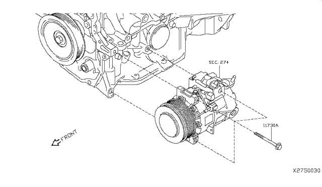 2019 Infiniti QX50 Compressor Mounting & Fitting Diagram