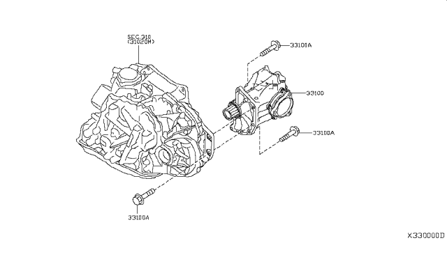 2019 Infiniti QX50 Transfer Assembly Diagram for 33100-5NA0A