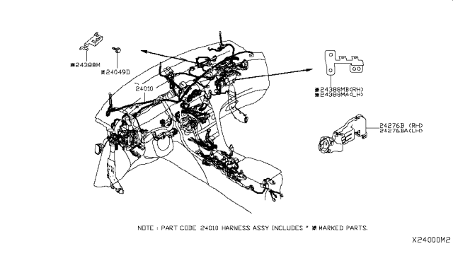 2019 Infiniti QX50 Protector-Harness Diagram for 24270-5NA5A