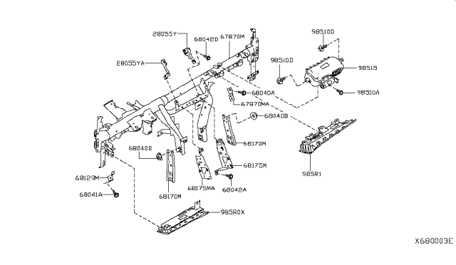 2019 Infiniti QX50 Instrument Panel,Pad & Cluster Lid Diagram 1