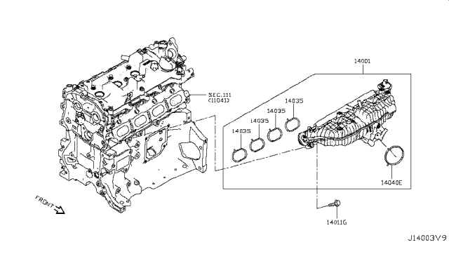 2019 Infiniti QX50 Gasket-Intake Adapter Diagram for 16175-5NA0A