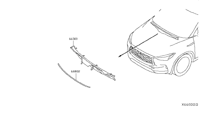 2019 Infiniti QX50 Seal-Cowl Top Diagram for 66830-5NA0A