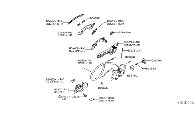 2019 Infiniti QX50 Front Door Lock & Remote Control Assembly, Right Diagram for 80500-5NA0A