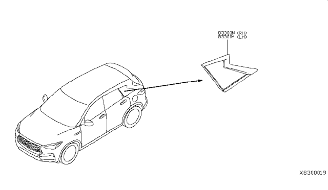 2019 Infiniti QX50 Glass Assy-Side Window,LH Diagram for 83301-5NA0C