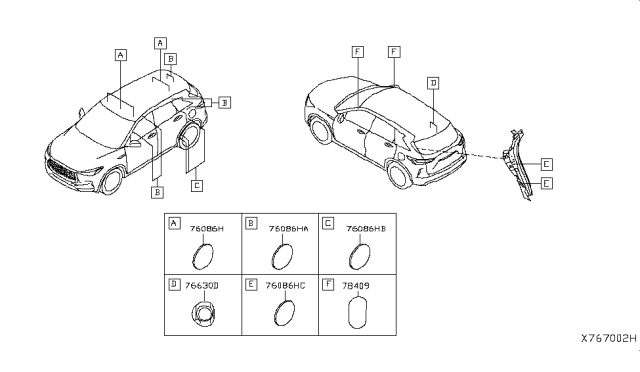 2019 Infiniti QX50 Cover-Seal Diagram for 80854-1HA0A