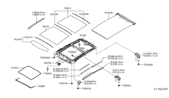 2019 Infiniti QX50 Sun Roof Parts Diagram
