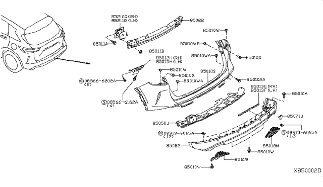 2019 Infiniti QX50 Rear Bumper Cover, Lower Diagram for HEMB2-5NA0J