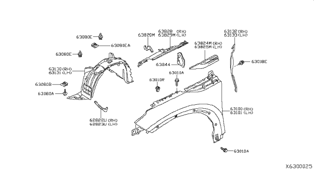 2019 Infiniti QX50 Seal-Front Fender,RH Diagram for 63820-5NN0A