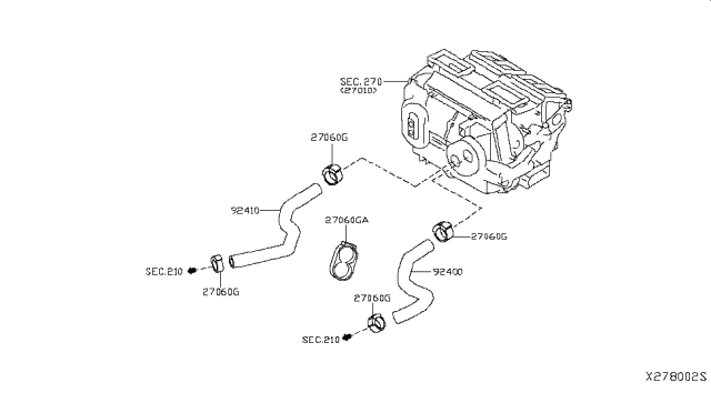 2019 Infiniti QX50 Hose-Heater,Outlet Diagram for 92410-5NA0A